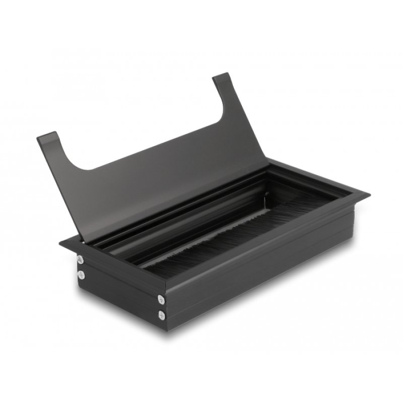 DeLOCK Passe-fil monté sur table avec brosse 160 x 80 x 28 mm, noir
