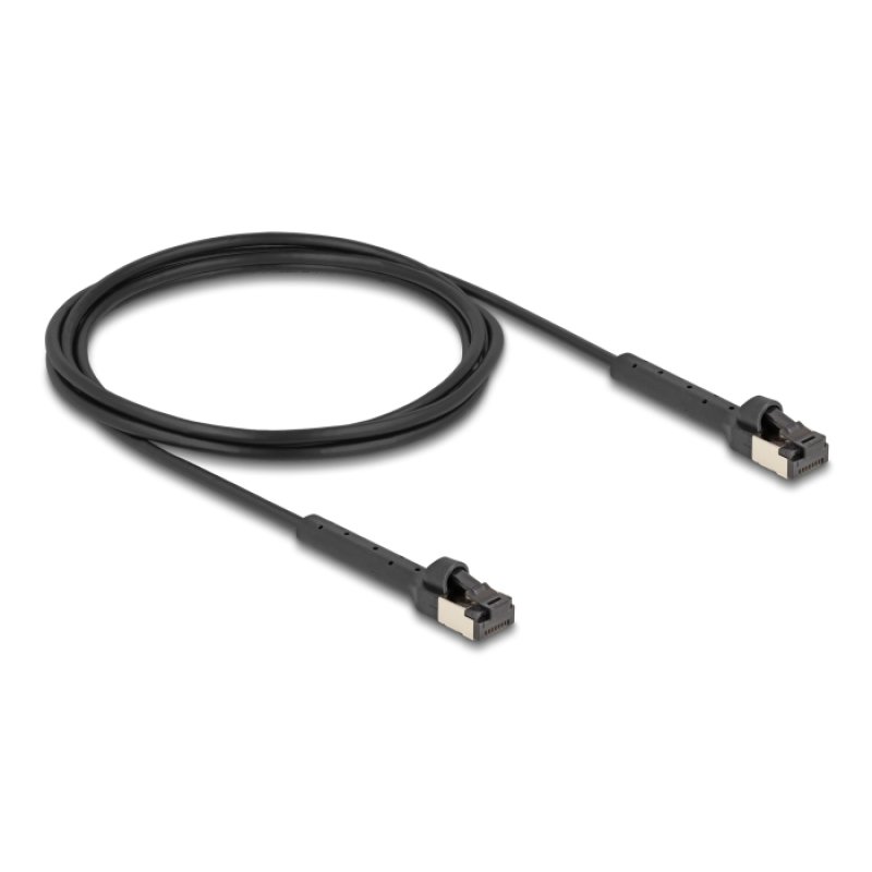 DeLOCK RJ45 Slim Network Cable Cat.8.1 U/FTP angled up to 40 Gbps black 2 m