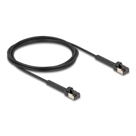 Delock RJ45 Slim Netzwerkkabel Cat.8.1 U/FTP winkelbar bis 40 Gbps schwarz 2 m