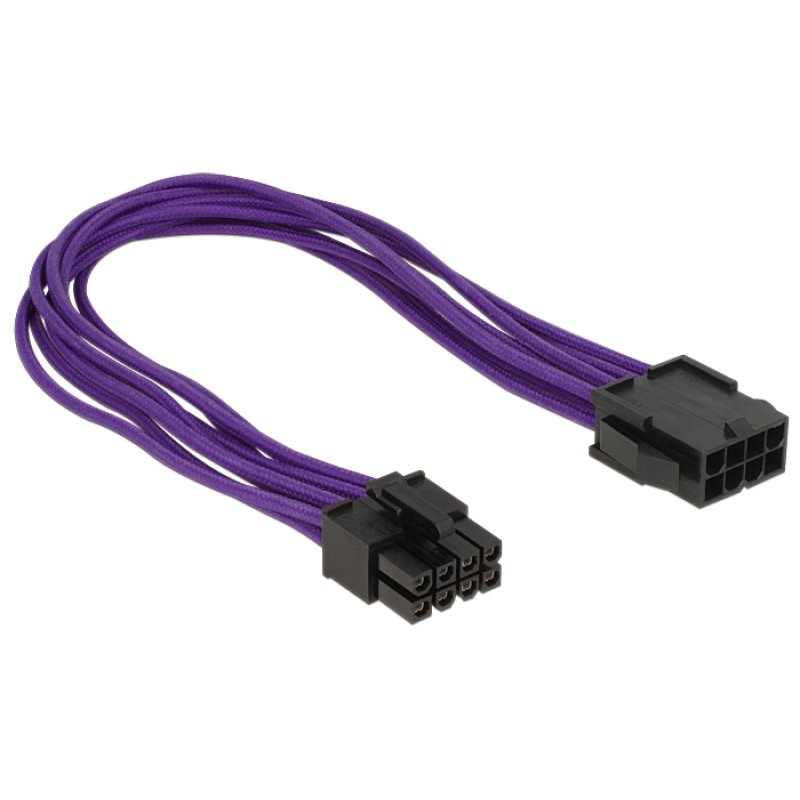 Delock Verlängerungskabel Stromversorgung 8 Pin EPS Stecker 8 Pin EPS Buchse Textilummantelung violett