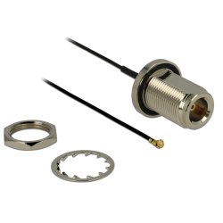 DeLOCK 0.13m N/MHF U.FL câble coaxial RF 1.37 0,13 m MHF/U.FL Noir, Argent