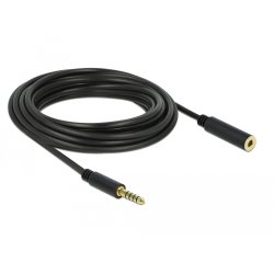 Delock Verlängerungskabel Klinke 4,4 mm 5 Pin Stecker zu Buchse 5 m schwarz