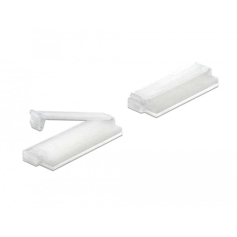 DeLOCK Cable holder with locking clip self-adhesive natural 10 pieces