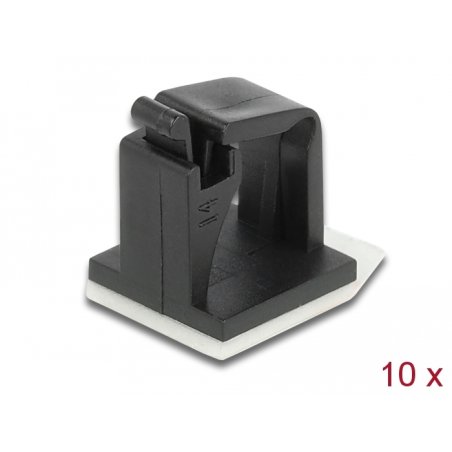 DeLOCK Cable holder with locking clip self-adhesive black 10 pieces