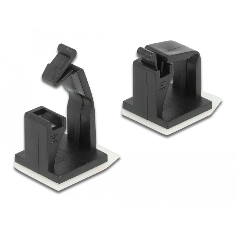 DeLOCK Cable holder with locking clip self-adhesive black 10 pieces
