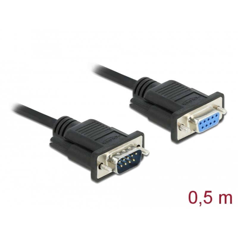 Delock RS-232 Kabel Seriell D-Sub9 Stecker zu Buchse mit schmalem Steckergehäuse 0,5 m