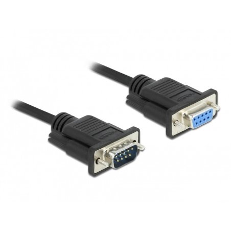DeLOCK Serial Cable RS-232 D-Sub9 male to female null modem with narrow plug housing 2 m