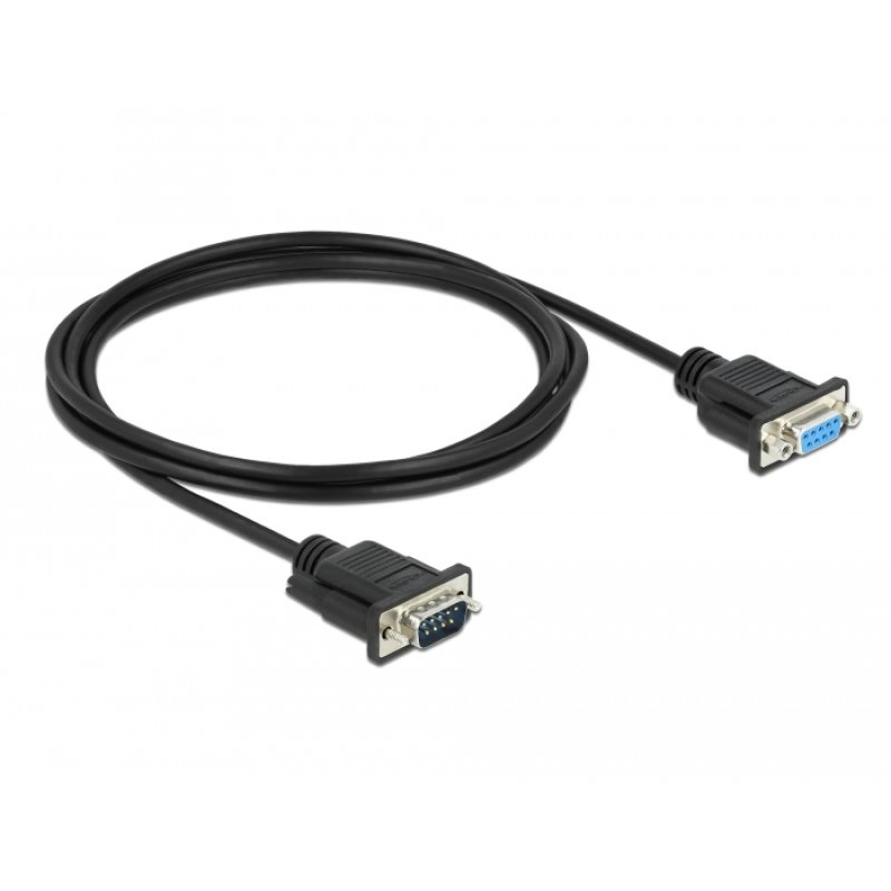 DeLOCK Serial Cable RS-232 D-Sub9 male to female null modem with narrow plug housing 2 m