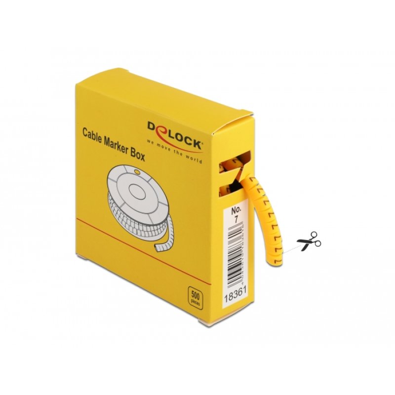DeLOCK Boite de marqueur de câble, n° 7, jaune, 500 unités