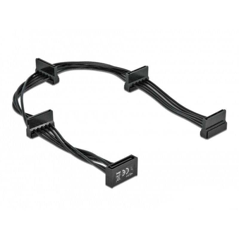 DeLOCK Cable Power SATA 15 pin plug 4 x SATA 15 pin receptacle 40 cm black