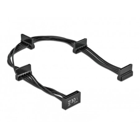 Delock Kabel Power SATA 15 Pin Stecker 4 x SATA 15 Pin Buchse 40 cm schwarz