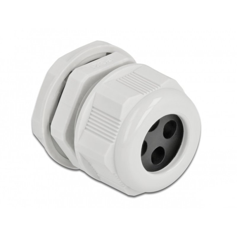 DeLOCK Cable Gland PG21 for round cable with four cable entries grey 2 pieces