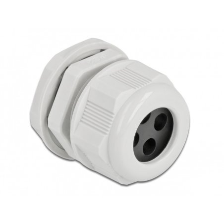 DeLOCK Cable Gland PG21 for round cable with four cable entries grey 2 pieces