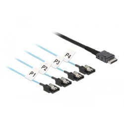 Delock Kabel OCuLink SFF-8611 4 x SATA 7 Pin 0,5 m Metall