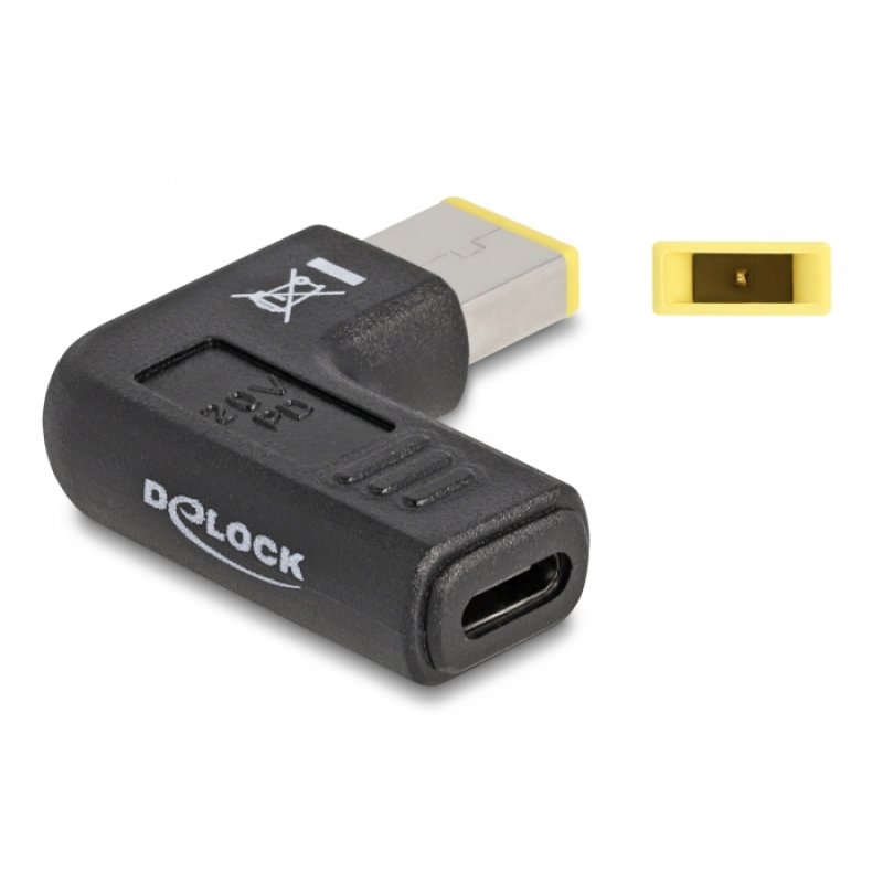 DeLOCK Adaptateur pour un câble de chargement de laptop USB Type-C femelle à Lenovo 11,0 x 4,5 mm mâle, angulé à
