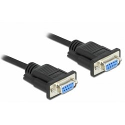 Delock RS-232 Kabel Seriell D-Sub 9 Buchse zu Buchse Nullmodem mit schmalem Steckergehäuse - Full Handshaking - 1 m