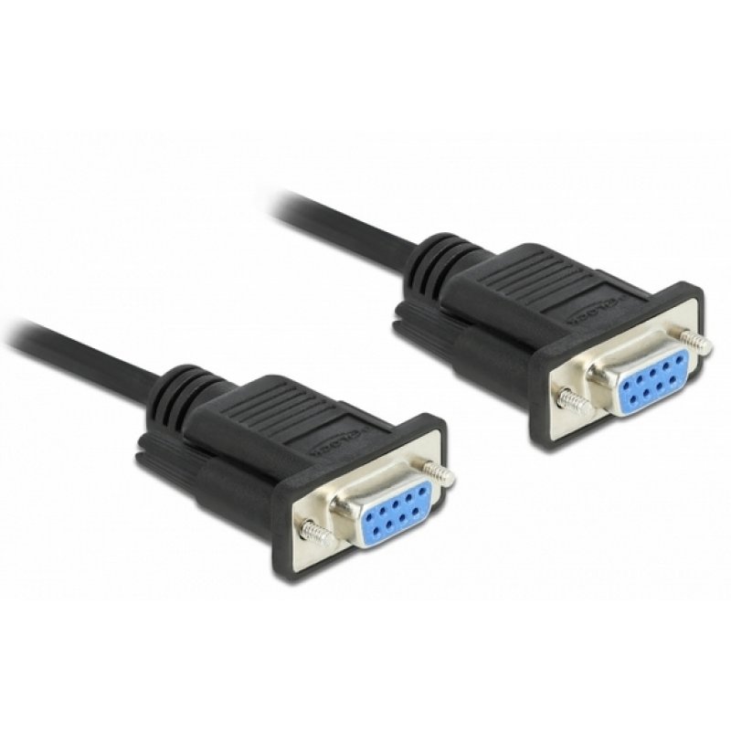 DeLOCK Serial Cable RS-232 D-Sub 9 female to female null modem with narrow plug housing - Full Handshaking - 1 m