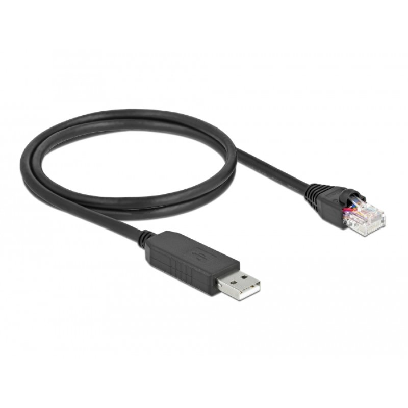 DeLOCK Serial Connection Cable with FTDI chipset, USB 2.0 Type-A male to RS-232 RJ45 male 1 m black