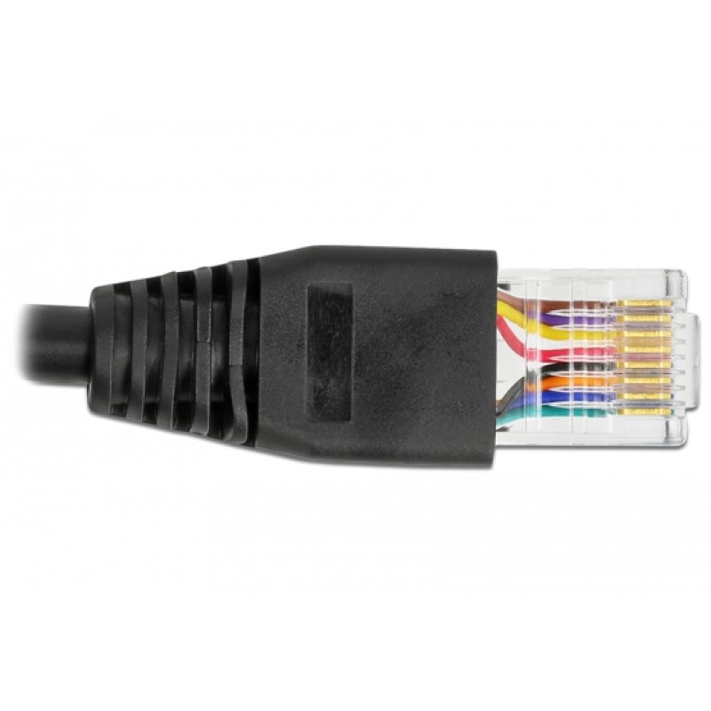 DeLOCK Câble de connexion en série avec un chipset FTDI, USB 2.0 Type-A mâle à RS-232 RJ45 mâle, 50 cm, noir