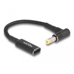 DeLOCK Câble adaptateur pour un câble de chargement de laptop USB Type-C femelle à Acer 5,5 x 1,7 mm mâle, angulé