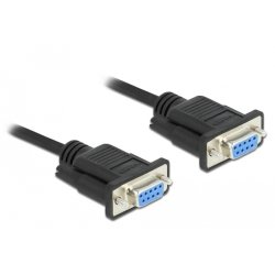 Delock RS-232 Kabel Seriell D-Sub 9 Buchse zu Buchse Nullmodem mit schmalem Steckergehäuse - Full Handshaking - 5 m