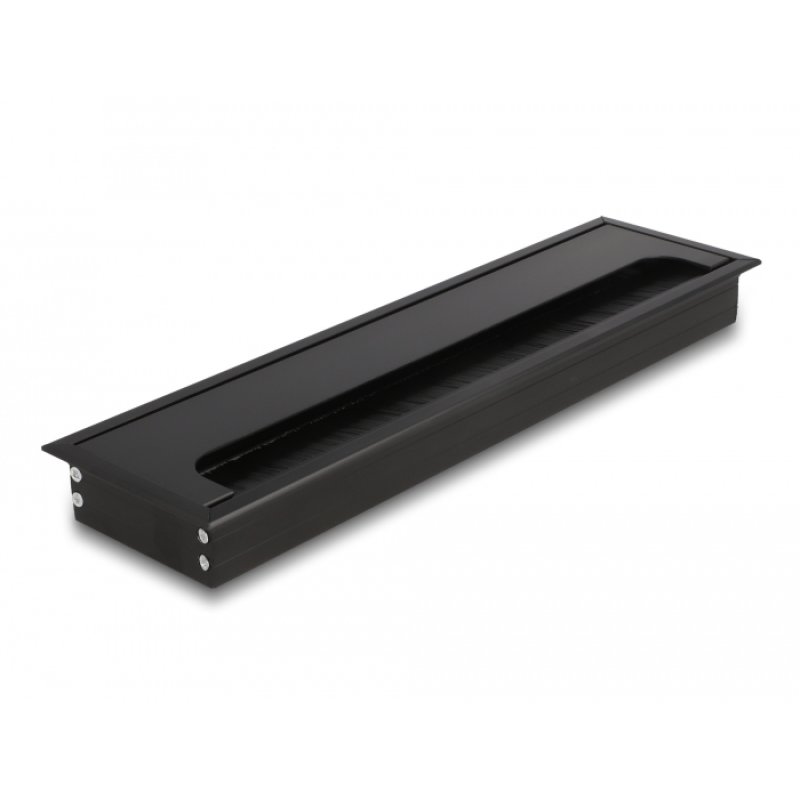 Delock Kabeldurchführung für Tischeinbau mit Bürste 300 x 80 x 28 mm schwarz