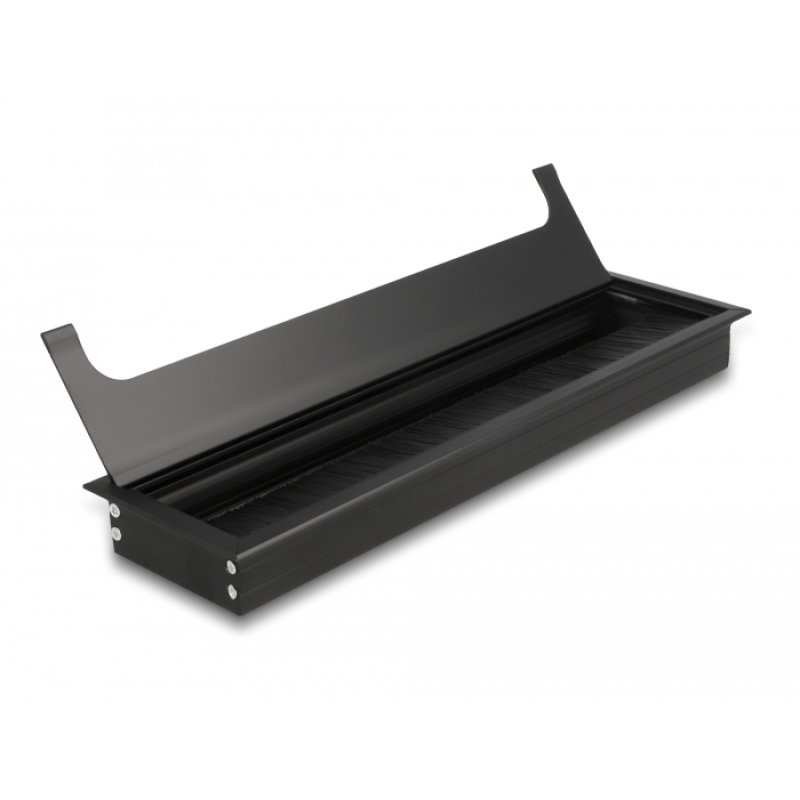 Delock Kabeldurchführung für Tischeinbau mit Bürste 300 x 80 x 28 mm schwarz