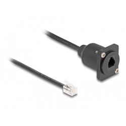 Delock D-Typ RJ10 Kabel Stecker zu Buchse schwarz 30 cm