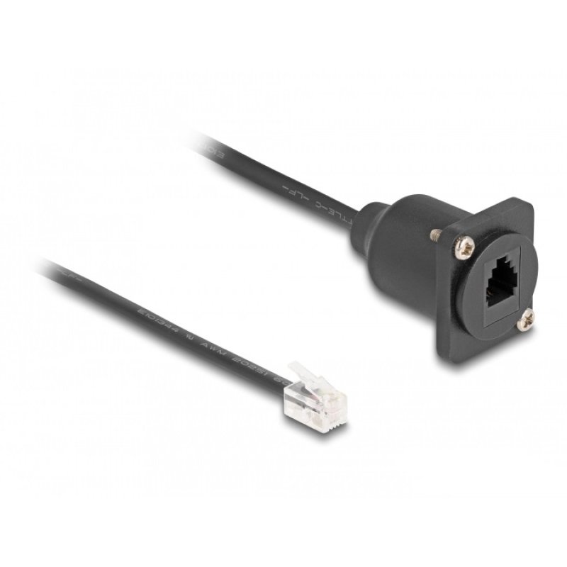 Delock D-Typ RJ10 Kabel Stecker zu Buchse schwarz 30 cm