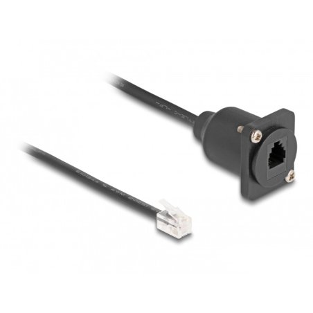 Delock D-Typ RJ10 Kabel Stecker zu Buchse schwarz 30 cm