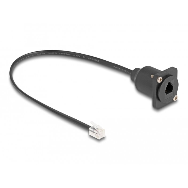 Delock D-Typ RJ10 Kabel Stecker zu Buchse schwarz 30 cm