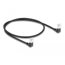 DeLOCK RJ45 Network Cable Cat.6A S/FTP Slim 90° downwards / downwards angled 0.5 m black
