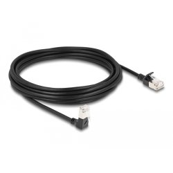 DeLOCK RJ45 câble de réseau Cat.6A S/FTP, fin, coudé 90° bas / droit, 5 m, noir