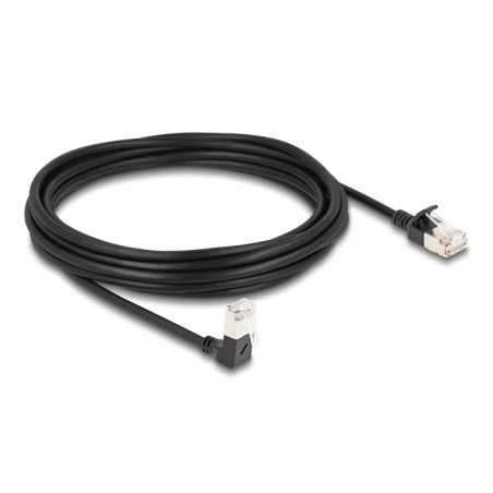 DeLOCK RJ45 Network Cable Cat.6A S/FTP Slim 90° downwards angled / straight 5 m black