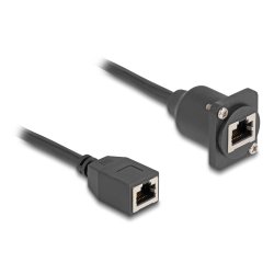 DeLOCK Câble D-Type RJ45 femelle à femelle, Cat.5e, noir, 20 cm
