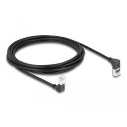 DeLOCK RJ45 câble de réseau Cat.6A S/FTP, fin, coudé 90° haut / bas, 3 m, noir