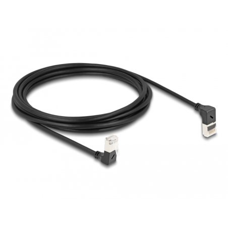 Delock RJ45 Netzwerkkabel Cat.6A S/FTP Slim 90° oben / unten gewinkelt 3 m schwarz