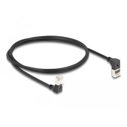 Delock RJ45 Netzwerkkabel Cat.6A S/FTP Slim 90° oben / unten gewinkelt 1 m schwarz