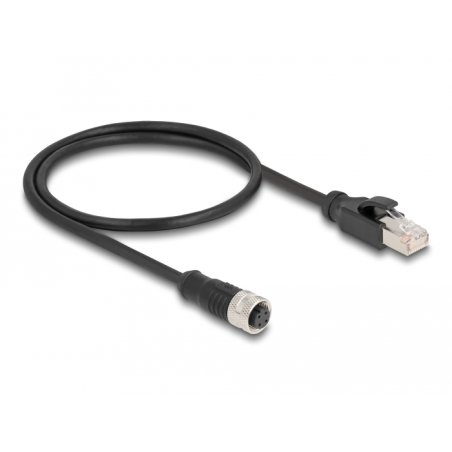 DeLOCK M12 Câble adaptateur D codé, 4 broches femelles à RJ45 mâle, 50 cm