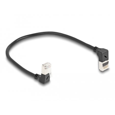 DeLOCK RJ45 Network Cable Cat.6A S/FTP Slim 90° upwards / downwards angled 0.25 m black