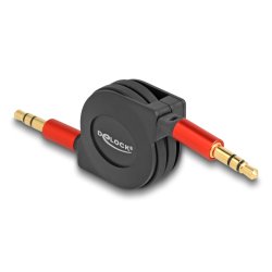 DeLOCK Câble audio rétractable 3,5 mm, stéréo 3 broches, jack mâle à jack mâle, 90 cm
