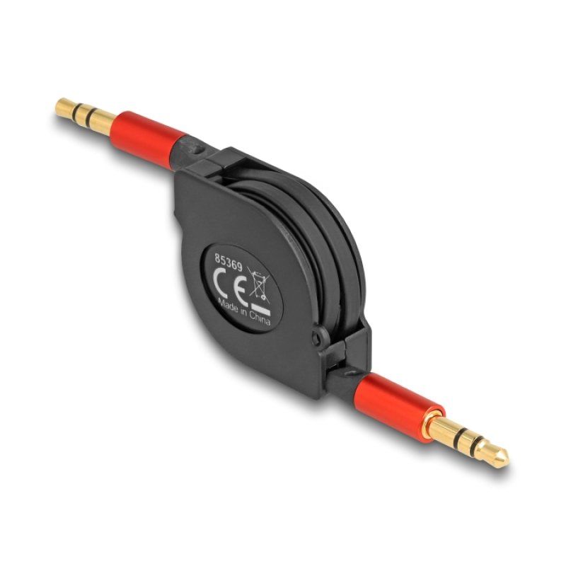 DeLOCK Câble audio rétractable 3,5 mm, stéréo 3 broches, jack mâle à jack mâle, 90 cm