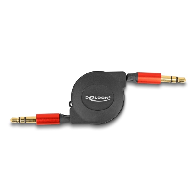 DeLOCK Câble audio rétractable 3,5 mm, stéréo 3 broches, jack mâle à jack mâle, 90 cm