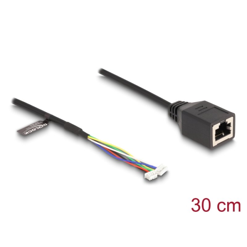 Delock Kabel RJ45 Buchse zu Pfostenbuchse 1,25 mm 4 Pin und Pfostenbuchse 1,25 mm 6 Pin Cat.5e 30 cm schwarz