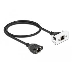 Delock Netzwerk Verlängerungskabel für Easy 45 Modul S/FTP RJ45 Buchse zu RJ45 Buchse Cat.6A 50 cm schwarz / weiß