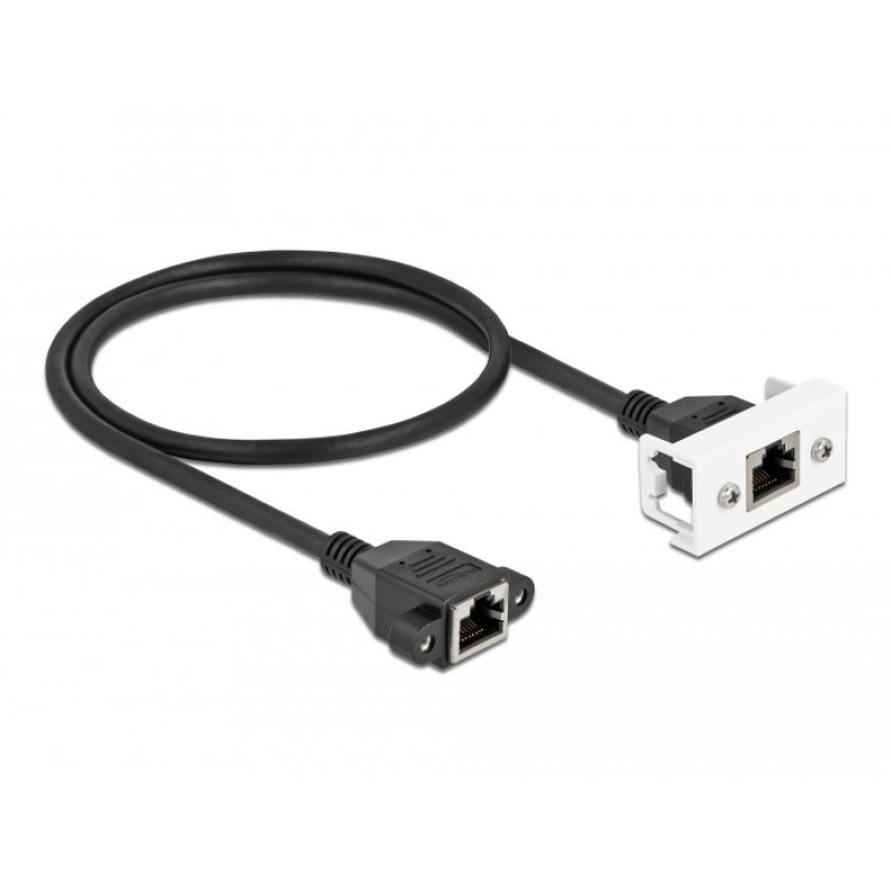 DeLOCK Câble de rallonge de réseau pour module Easy 45 S/FTP RJ45 femelle à RJ45 femelle Cat.6A, 50 cm, noir