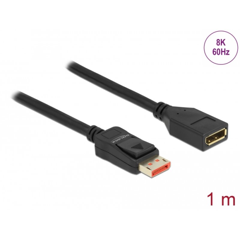DeLOCK DisplayPort extension cable 8K 60 Hz 1 m