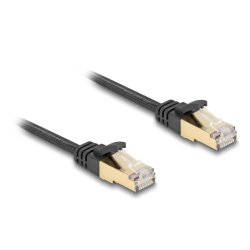 DeLOCK RJ45 Flat Network Cable with braided jacket Cat.6A U/FTP plug to plug 3 m black