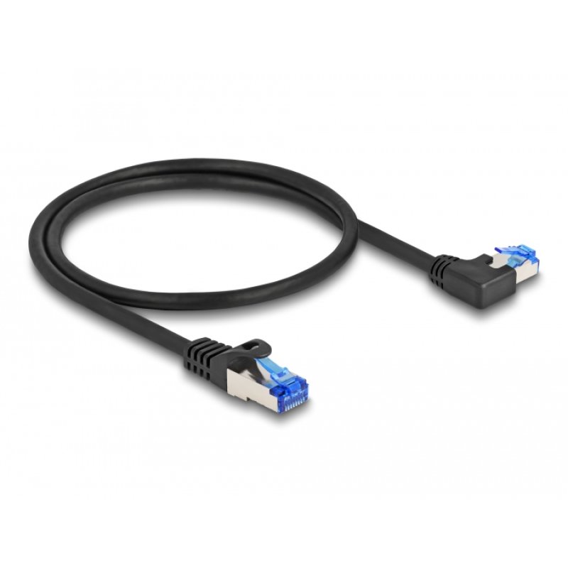 DeLOCK RJ45 Network Cable Cat.6A S/FTP straight / left angled 0.5 m black