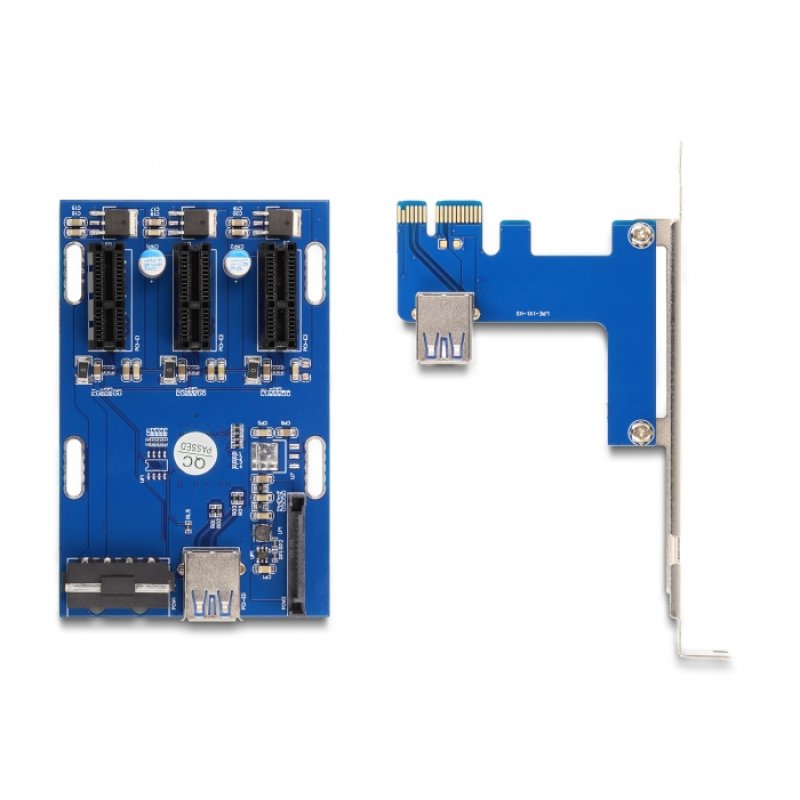 DeLOCK Carte d’adaptation PCI Express x1 à 3 x PCIe x1, avec câble USB de 50 cm